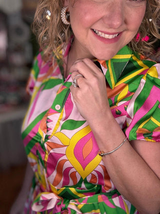 Retro Print Midi Dress - Just Believe Boutique