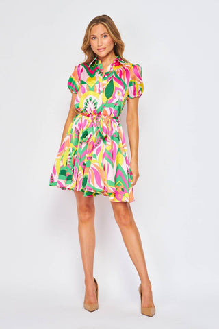 Retro Print Midi Dress - Just Believe Boutique
