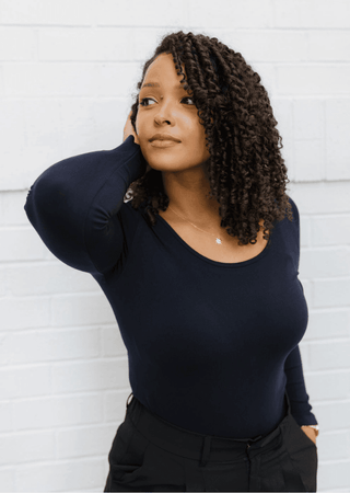 Reversible Long Sleeve - Curvy Fit: Black - Just Believe Boutique