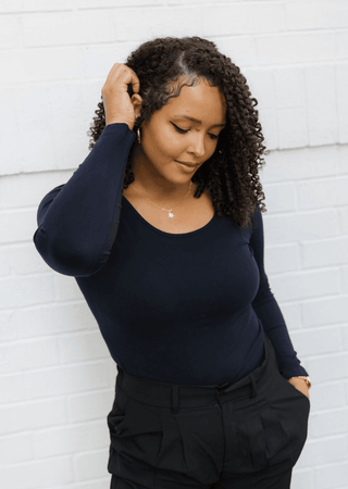 Reversible Long Sleeve - Curvy Fit: Black - Just Believe Boutique