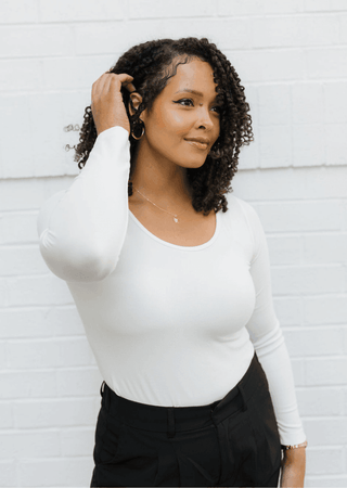 Reversible Long Sleeve - Curvy Fit: Ivory - Just Believe Boutique