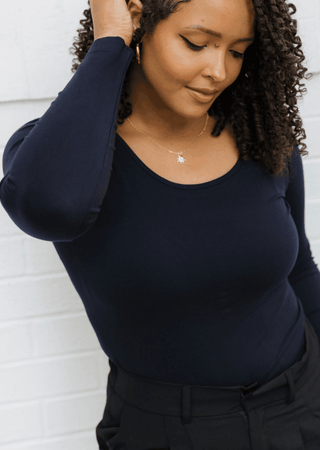 Reversible Long Sleeve - Curvy Fit: Ivory - Just Believe Boutique