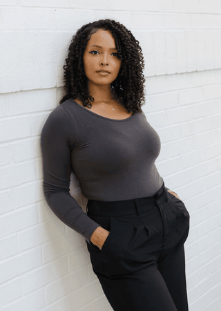 Reversible Long Sleeve - Curvy Fit: Ivory - Just Believe Boutique