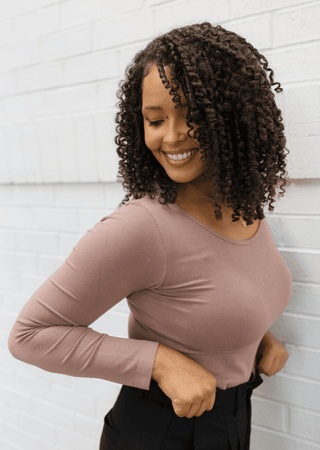 Reversible Long Sleeve - Curvy Fit: Ivory - Just Believe Boutique