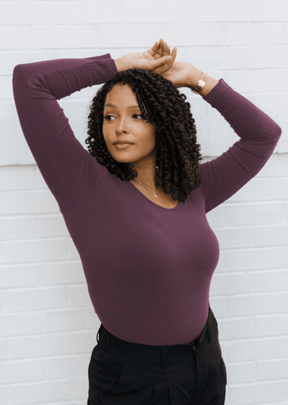 Reversible Long Sleeve - Curvy Fit: Wine - Just Believe Boutique