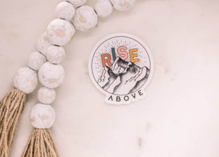 Rise Above Mountain Clear, Vinyl Sticker, 3x3 in - Just Believe Boutique