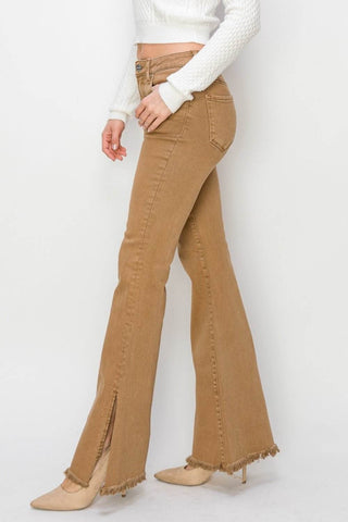 RISEN Bailey Full Size High Waist Side Slit Flare Jeans - Just Believe Boutique