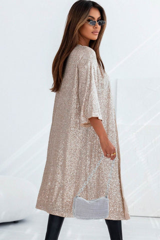 Sequin Open Front Duster Cardigan - Just Believe Boutique