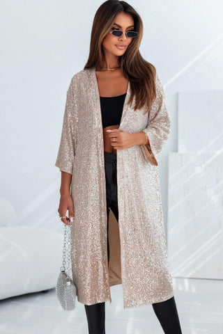 Sequin Open Front Duster Cardigan - Just Believe Boutique