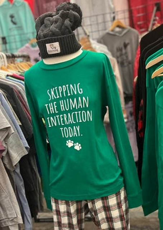 Skipping the Human Interaction All-day Pajamas Set - Just Believe Boutique