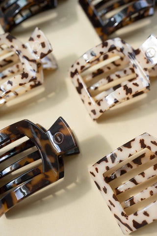 Square Flat Hair Clip | Med. | Blonde Tortoise - Just Believe Boutique