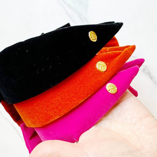 Structured Velvet Bow Headband: Black - Just Believe Boutique