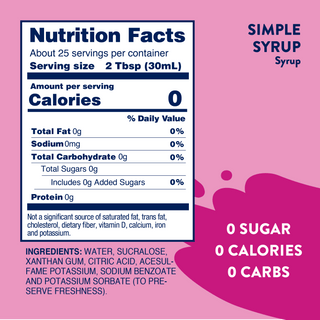 Sugar Free Simple Syrup - 375ml Bar Syrup Mixer - Just Believe Boutique