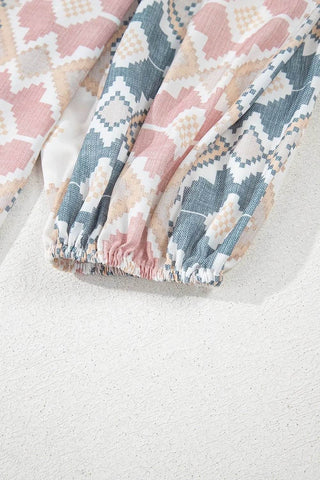 Tassel Tie Neck Balloon Sleeve Blouse - Just Believe Boutique