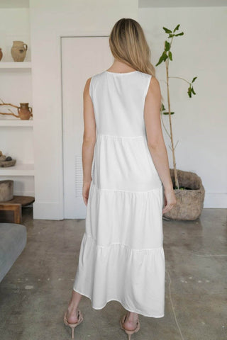 Tiered V-Neck Sleeveless Dress - Just Believe Boutique