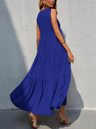 Tiered V-Neck Sleeveless Dress - Just Believe Boutique
