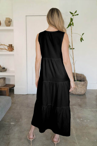 Tiered V-Neck Sleeveless Dress - Just Believe Boutique