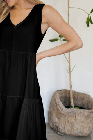 Tiered V-Neck Sleeveless Dress - Just Believe Boutique