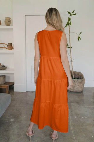 Tiered V-Neck Sleeveless Dress - Just Believe Boutique