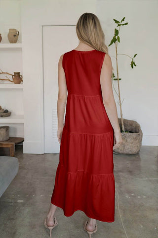 Tiered V-Neck Sleeveless Dress - Just Believe Boutique