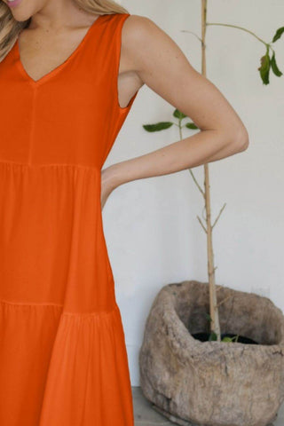 Tiered V-Neck Sleeveless Dress - Just Believe Boutique
