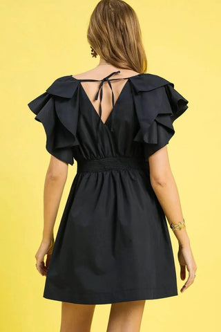 Umgee Double Ruffle Sleeve Fit and Flare Dress - Just Believe Boutique
