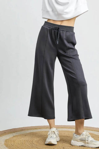 Umgee Drawstring Wide Leg Cropped Pants - Just Believe Boutique