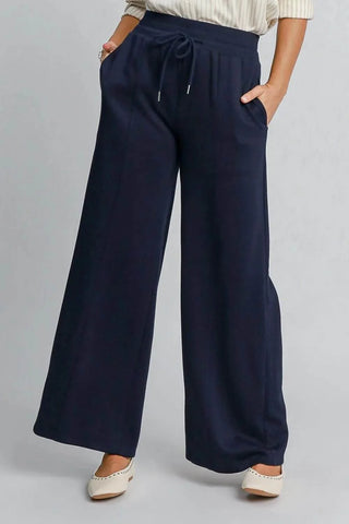 Umgee Drawstring Wide Leg Pants with Pockets - Just Believe Boutique