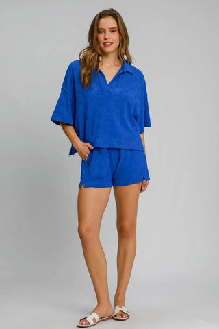 Umgee Floral Elastic Waist Jacquard Shorts with Pockets - Just Believe Boutique