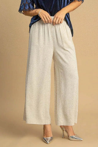 Umgee Full Size High Waisted Embellished Linen Pants Plus Size - Just Believe Boutique