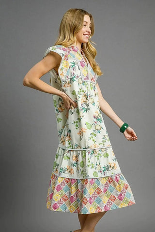 Umgee Patchwork Garden Midi Dress - Just Believe Boutique