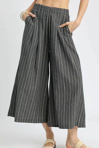 Umgee Pinstripe Crop Palazzo Pants - Just Believe Boutique