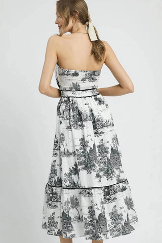 Umgee Printed Tiered Tube Midi Dress - Just Believe Boutique