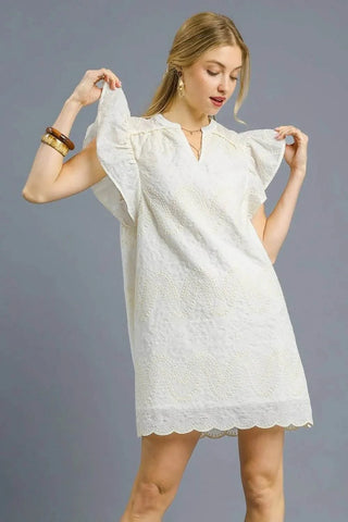 Umgee Scalloped Hem Embroidered Mini Dress - Just Believe Boutique