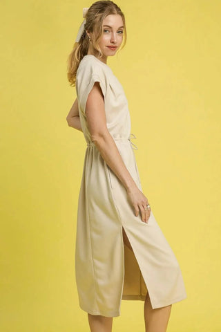 Umgee Side Slit Short Sleeve Midi Tee Dress - Just Believe Boutique