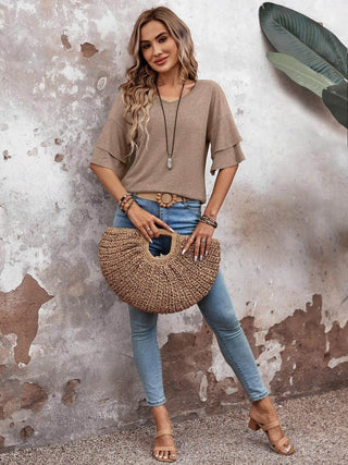 V-Neck Half Sleeve Blouse - Just Believe Boutique