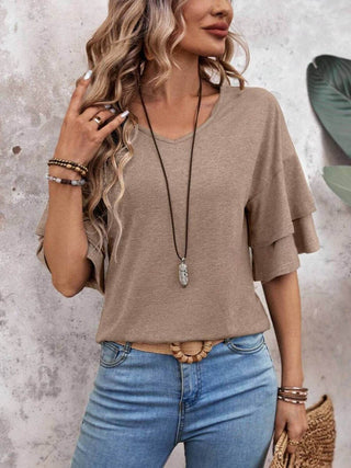 V-Neck Half Sleeve Blouse - Just Believe Boutique