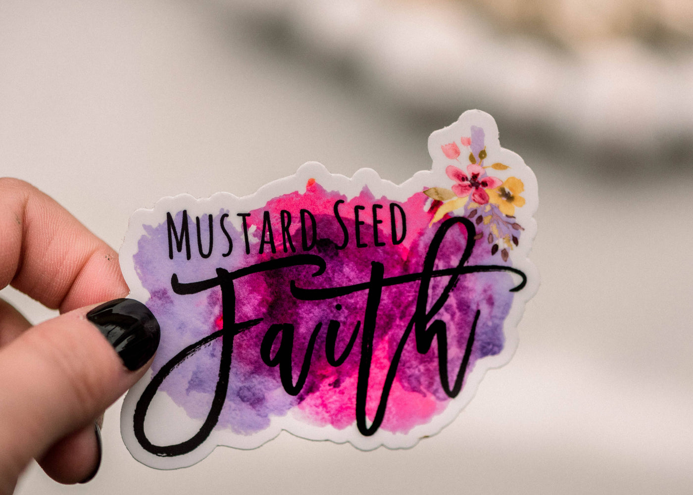 Mustard Seed Faith Vinyl Sticker, 3x3 in