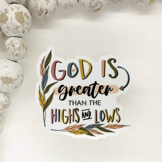 God Is Greater, White Vinyl, Sticker, 3x3 in - Just Believe Boutique