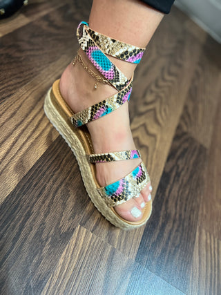 Ankle wrap Snake Print Espadrilles - Just Believe Boutique