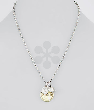 Metal Fatih Engraved Disk w/ Crystal Charms Necklace - Just Believe Boutique
