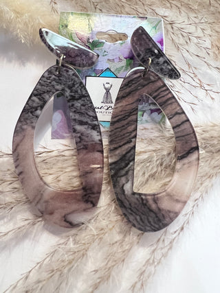 Marbled Acrylic Art Deco Hoops - Just Believe Boutique