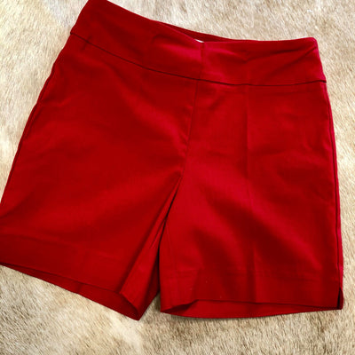 Red Pull On Shorts - Just Believe Boutique