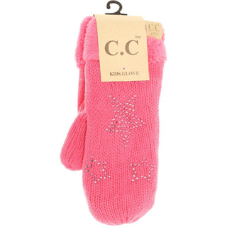 Kids Rhinestone Star Fuzzy Lined Mitten - Just Believe Boutique
