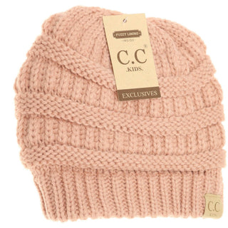 Kids Solid Fuzzy Lined CC Beanie - Just Believe Boutique