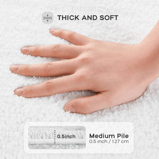 Olliix - Reversible Cotton Bathroom Rugs, Bath Mat Washable Rug White