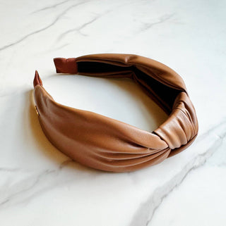 Leather Better Knotted Headband: Brown