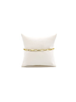 The Charm Bar Company - Gold Ashley (Box) Paperclip Chain Charm Bracelet with Small Bella Carabiner
