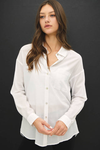 COTTON BLEND LIGHT WEIGHT OVERSIZED CLASSIC SHIRT