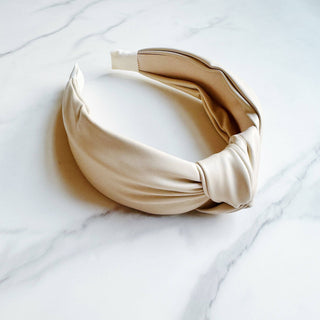 Leather Better Knotted Headband: Ivory